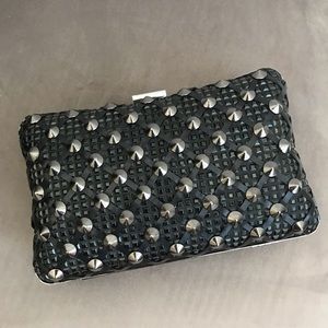 Zara leather and stud detail box clutch